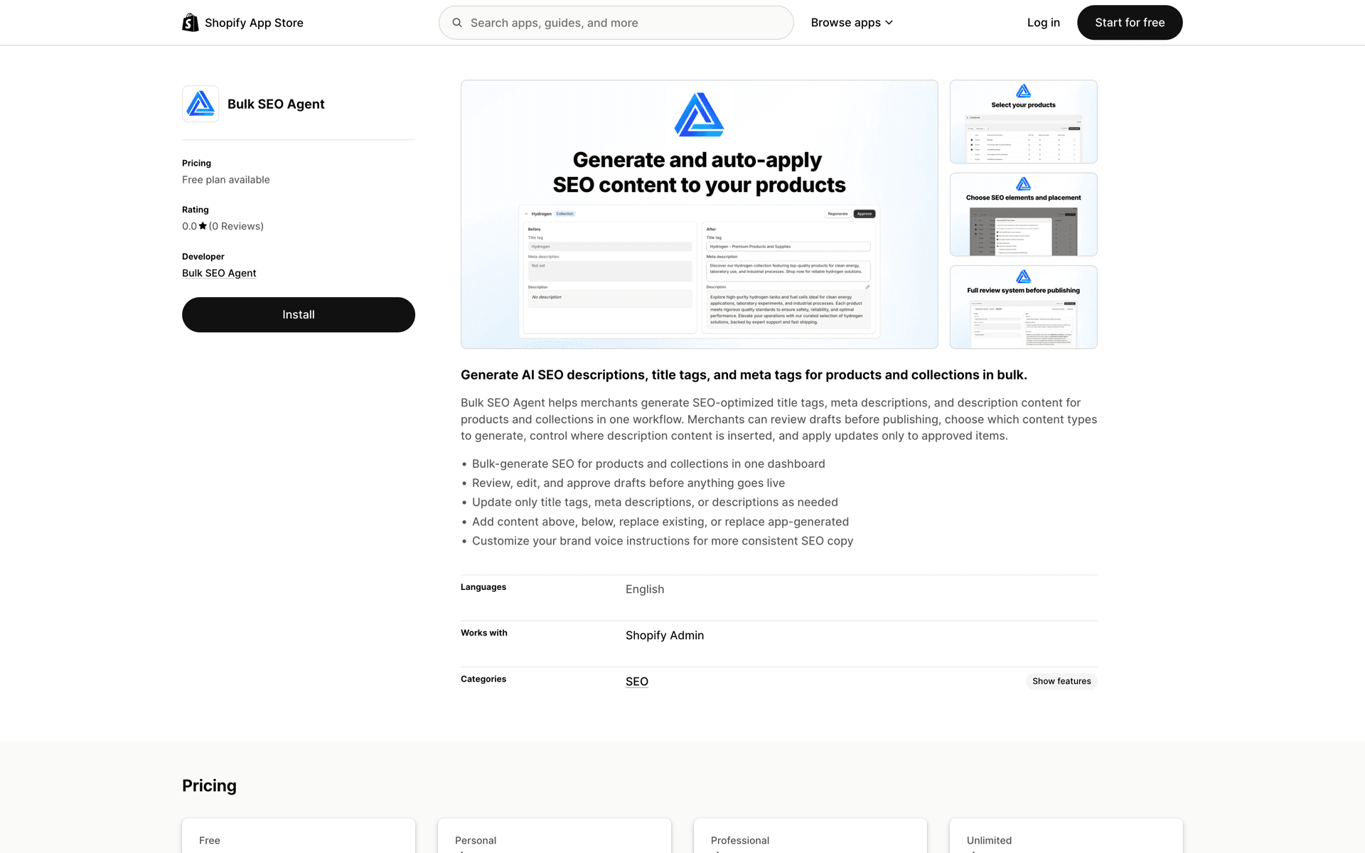 apps.shopify.com/bulk-seo-agent project screenshot